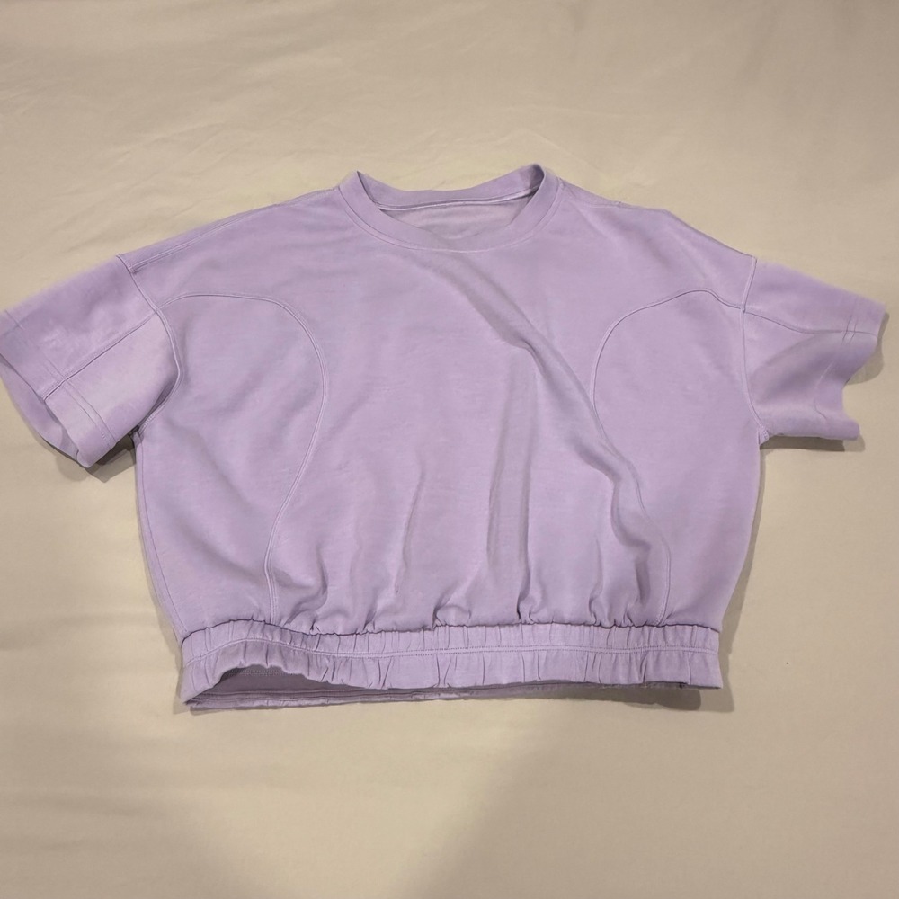 Lululemon Lilac Purple Cinched Hem Short Sleeve Sweatshirt Top